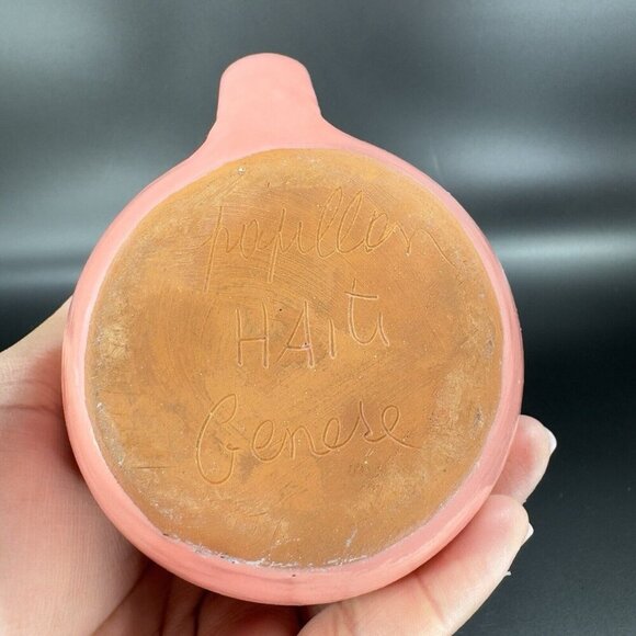 Haiti Genese Pottery Hand Made RedWare Coffee Mug Cup Hot Flamingo Pink Glaze - Picture 8 of 13